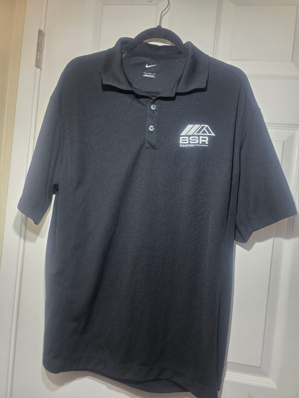 Nike Dri-FIT Polo Shirt Men's Large Black BSR Roofing Embroidered Logo Golf